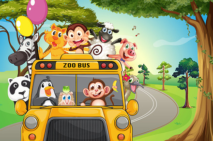 bus-full-zoo-animals, an Animal 3D Model by JackArt