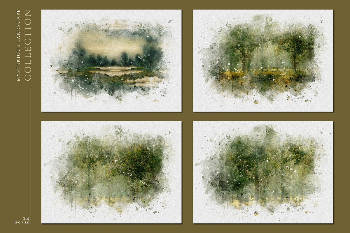 Mysterious Watercolor Landscapes 3, a Background Graphic by Suna Kosem (Photo 10 of 14)