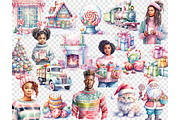 Pastel Christmas Clipart, a Person Illustration by GlamArtZhanna (Thumbnail 4 of 5)