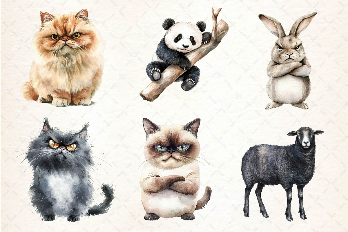 Cheeky Grumpy Animals Clipart, an Illustration by Dream Creation (Photo 3 of 6)