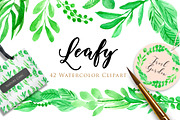 Leafy Watercolor Clipart, an Illustration by wulano (Thumbnail 1 of 6)