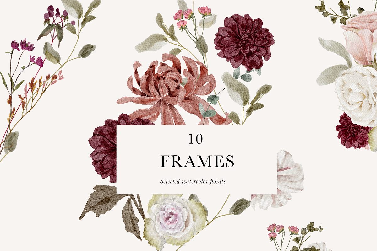 Burgundy & Blush Watercolor Florals, a Decorative Illustration by Grace Noboa Illustrations (Photo 9 of 13)