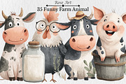 Watercolor Funny Farm Animal Clipart, a Seasonal Illustration by Rose Art (Thumbnail 1 of 7)