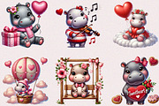 Valentine Cute Hippopotamus Clipart, a Seasonal Illustration by Craft Nest (Thumbnail 2 of 5)