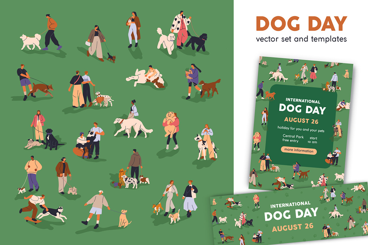 Pet owners set + Dog Day templates, an Animal Illustration by Good Studio (Photo 1 of 7)