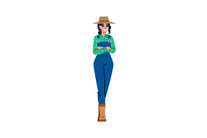 Confident farmer woman standing with, a Person Illustration by pikepicture