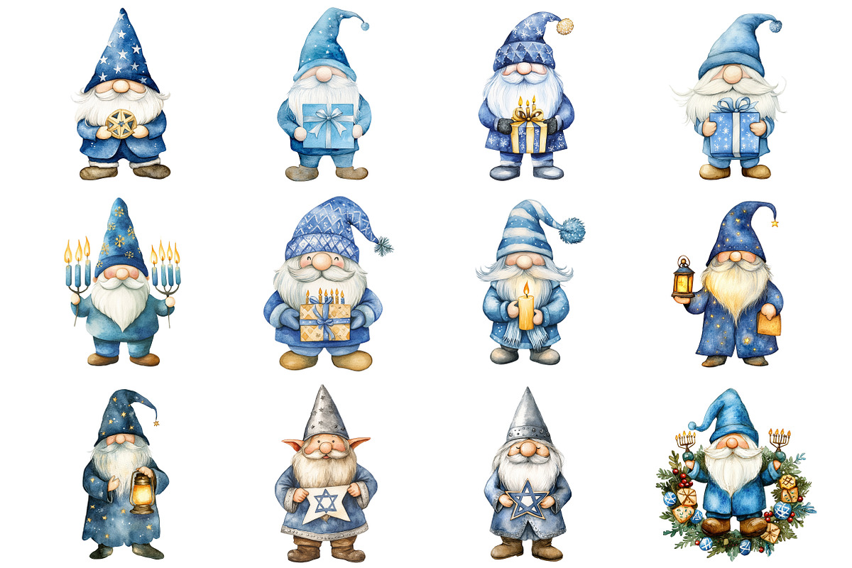 Gnome Hanukkah Clipart, an Illustration by Design Market (Photo 2 of 3)