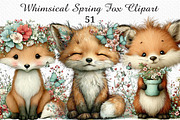 Whimsical Spring Fox Clipart, an Illustration by Craft Nest (Thumbnail 1 of 11)