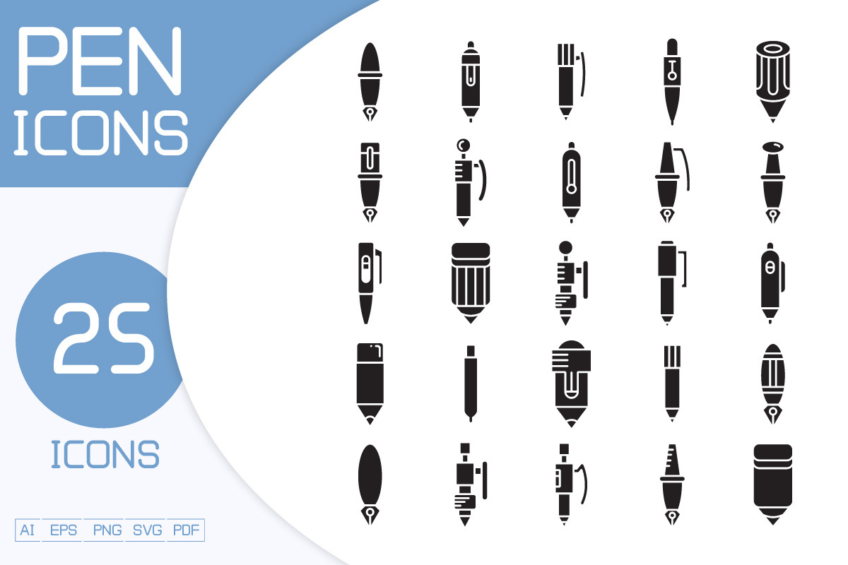 Pen and Pencil Solid Icons, a Solid Icon by Designfour | Creative Market