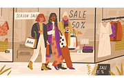 Trendy girls going shopping together, a Person Illustration by Good Studio (Thumbnail 2 of 3)