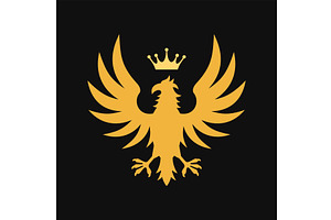 Gold Heraldic Royal Emblem On Black