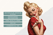 Rockabilly Pin Up Girl Clipart, a Person Illustration by BusyDaydesign (Thumbnail 7 of 9)