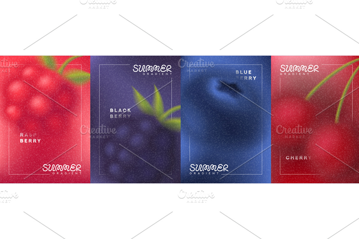 Creative summer gradient cards, an Illustration by Andrey Yaroslavtsev