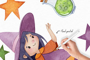 Cute Witch - Watercolor Clipart, an Illustration by Gau Silva Studio (Thumbnail 5 of 5)