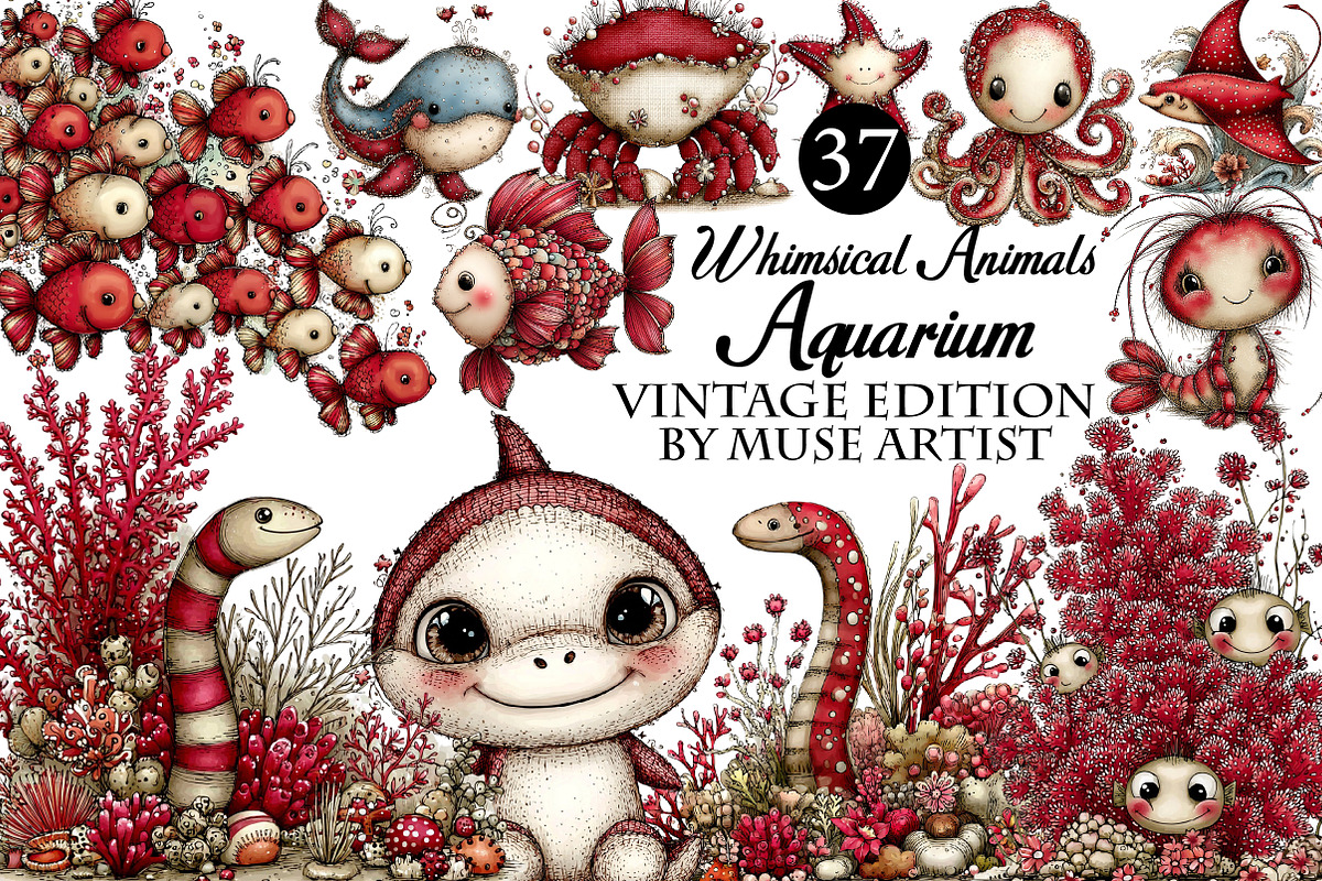Whimsical Animals in Aquarium, an Illustration by DreamArtGraphic (Photo 1 of 8)