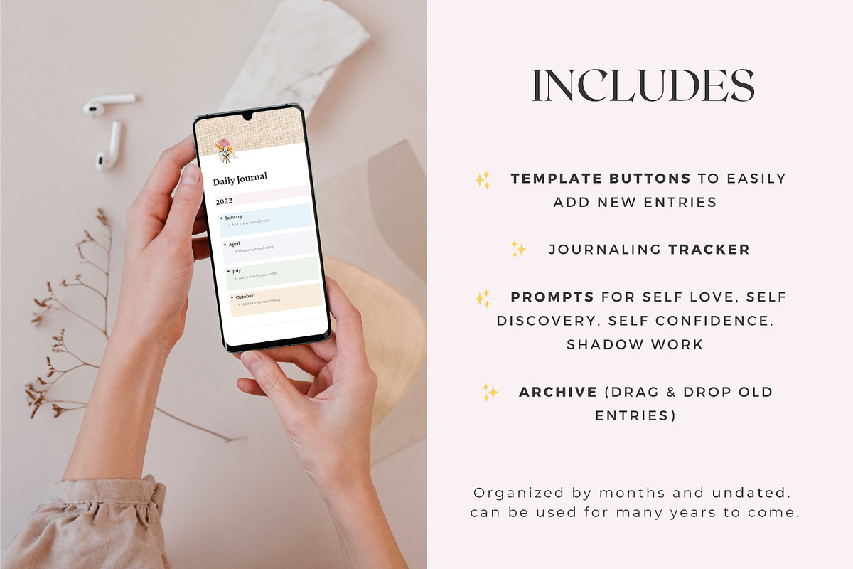 Journal Template for Notion, a Templates & Theme by AestheticOrganizer (Photo 3 of 9)