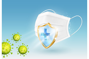 Medical mask with protective shield, a Healthcare Illustration by Yayasya