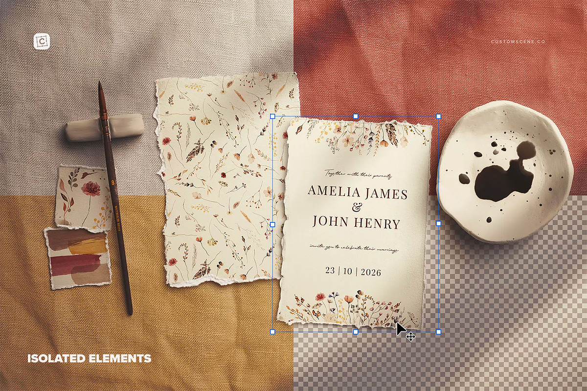 Rustic Watercolor Paper and Paint, a Product Mockup by Custom Scene (Photo 4 of 10)