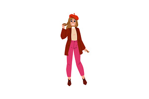 Stylish woman wearing red beret and, an Object Illustration by pikepicture