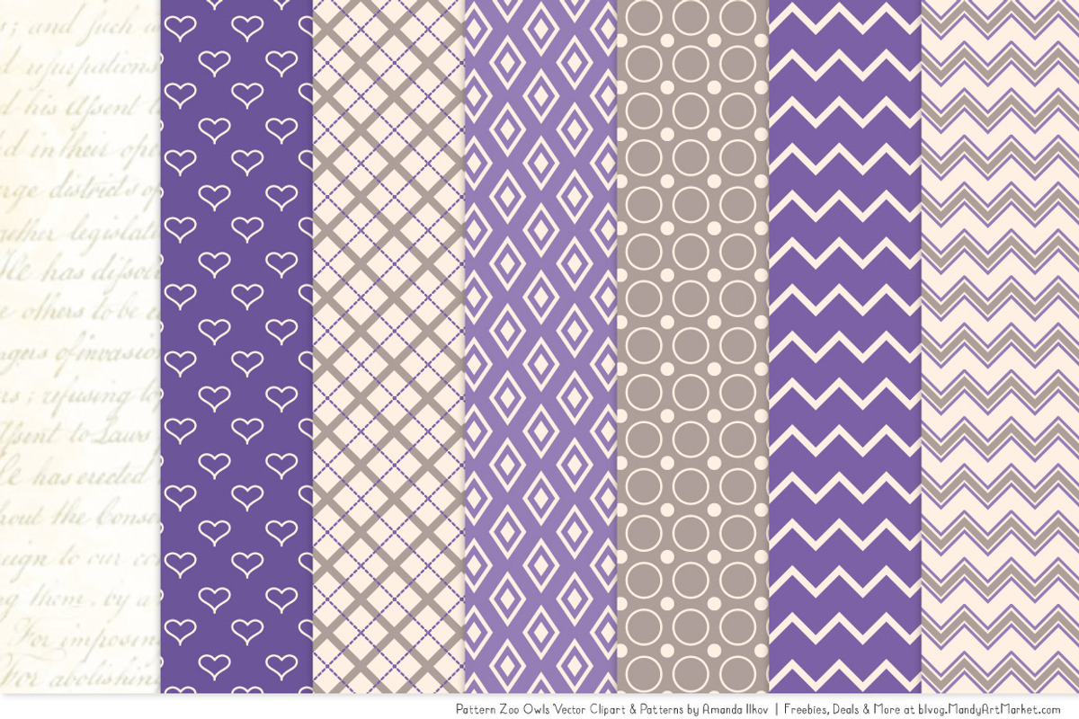 Owls Clipart & Patterns in Purple, an Animal Illustration by Amanda Ilkov (Photo 4 of 4)