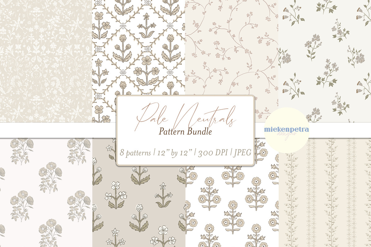 Pale Neutrals Pattern Bundle, a Pattern Graphic by Mieken Petra Designs