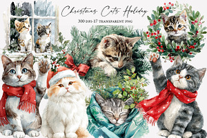 Christmas Cats Holiday Cats, an Illustration by Designworld