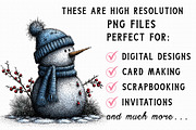 Whimsical Christmas Snowman Clipart, an Illustration by Libby Wishes (Thumbnail 2 of 7)