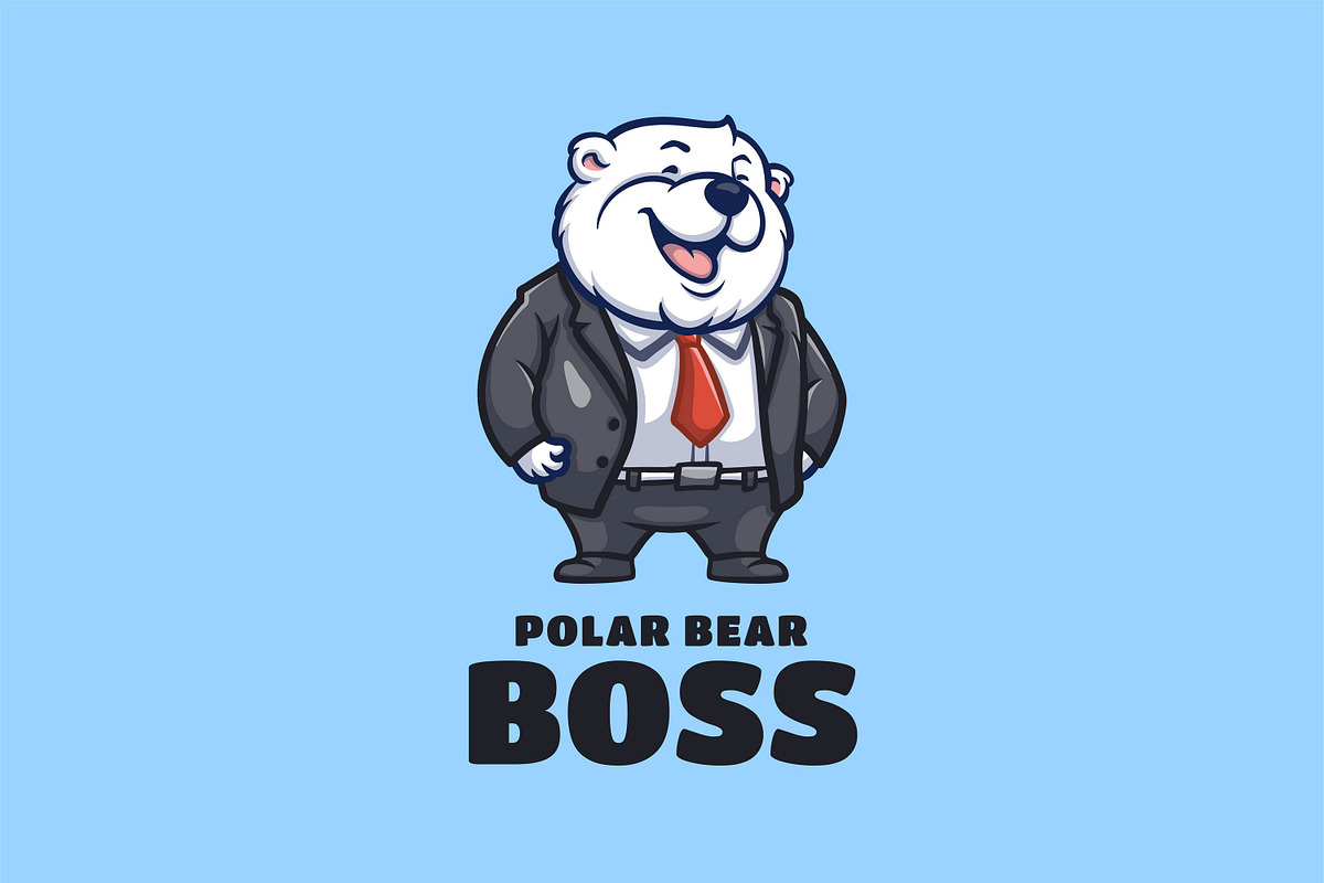 Polar Bear Boss Cartoon Logo, a Branding & Logo Template by Gumrega Studio