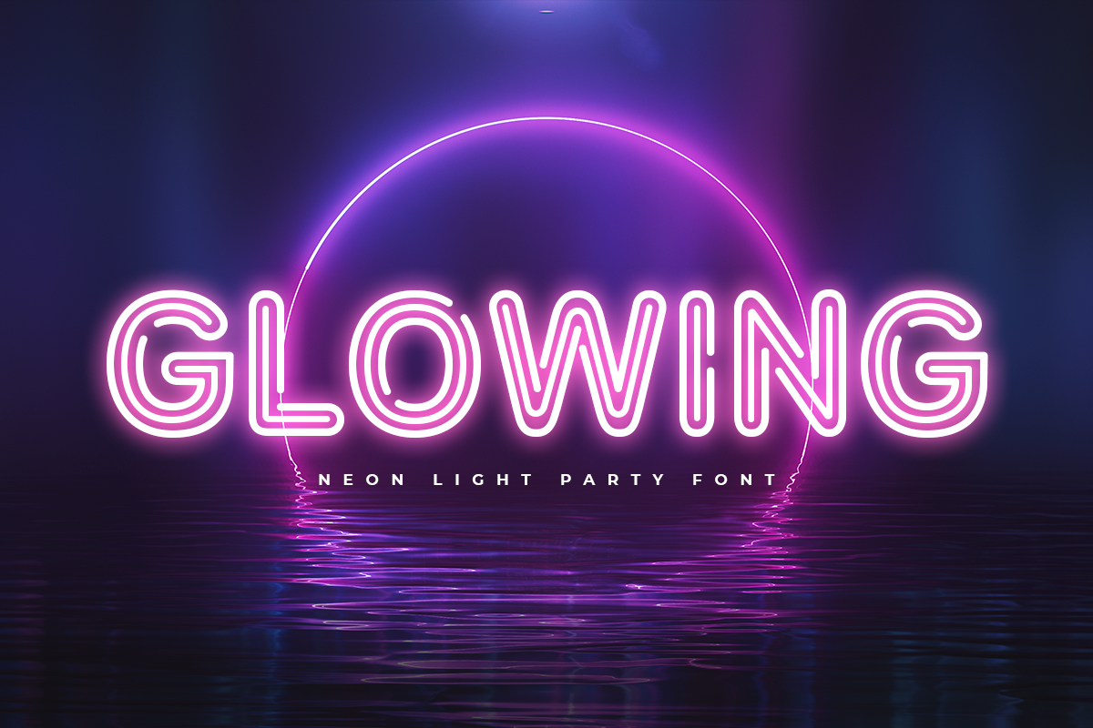 GLOWING - Neon Light Party Font preview 6