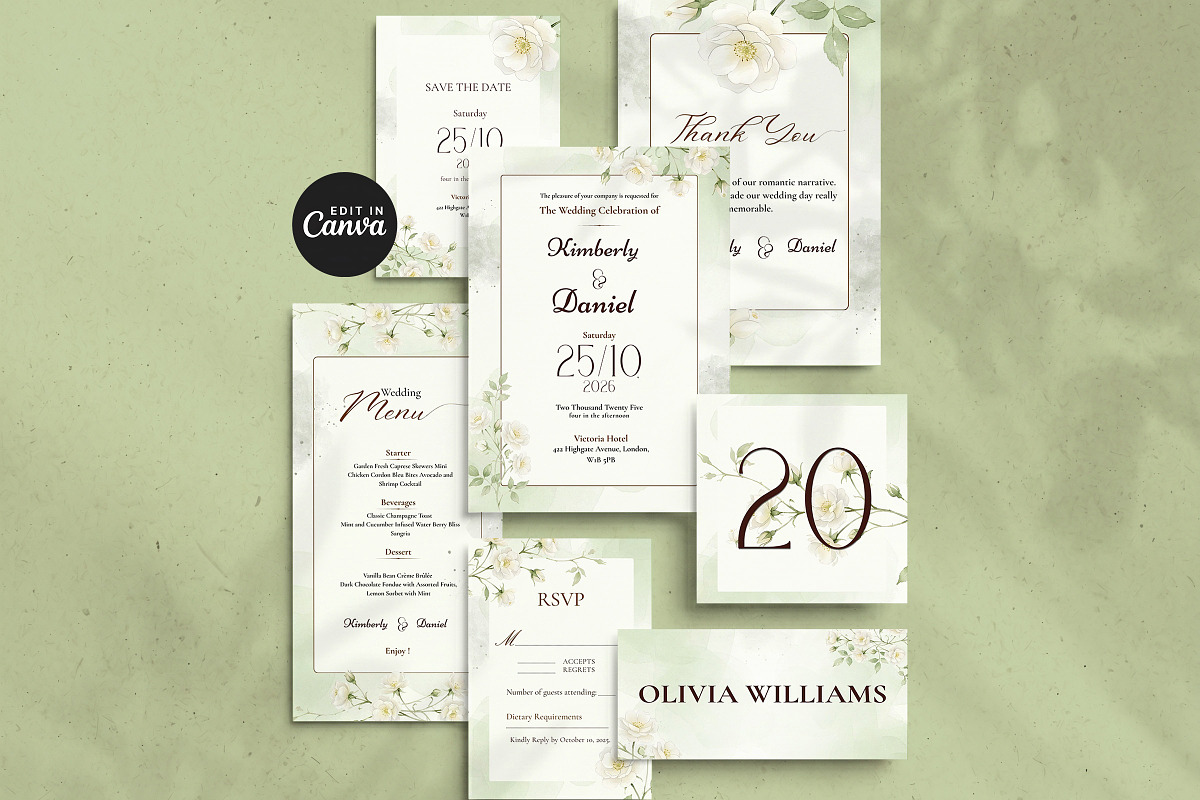 Sage Green Wedding Invitation Suite, an Invitation Template by Arslan (Photo 6 of 6)