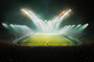 Exciting atmosphere at a large footb, a Photo by Tanuart