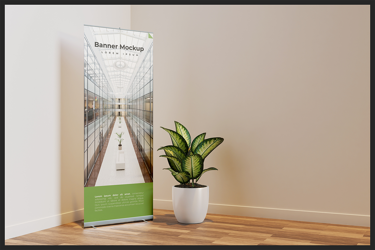 Indoor Roll-Up Banner Mockup, an Advertising Mockup by Muhazdinata (Photo 2 of 10)