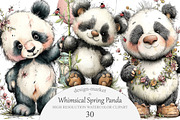 Whimsical Spring Panda Clipart, an Illustration by Design Market (Thumbnail 1 of 5)