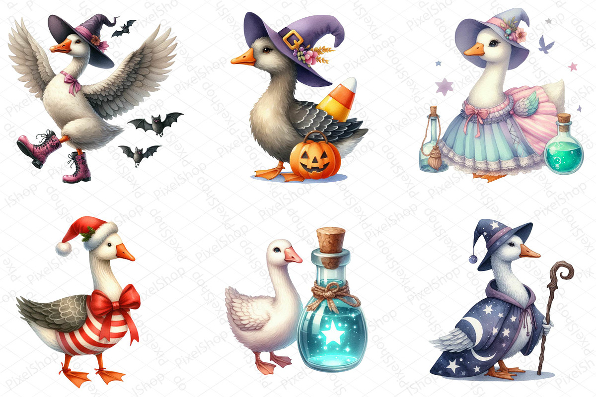 Halloween Witchy Goose Clipart, an Illustration by DreamPrint404 (Photo 2 of 6)