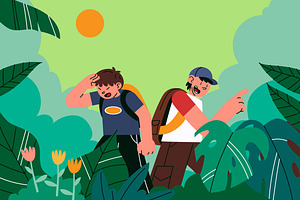 Green Nature Explore Illustration, a Person Illustration by graphicook
