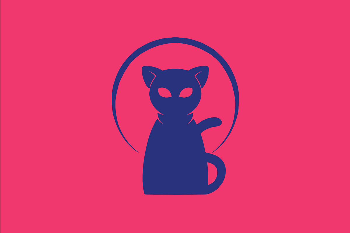 neon cat between moon light, a Branding & Logo Template by Judsart