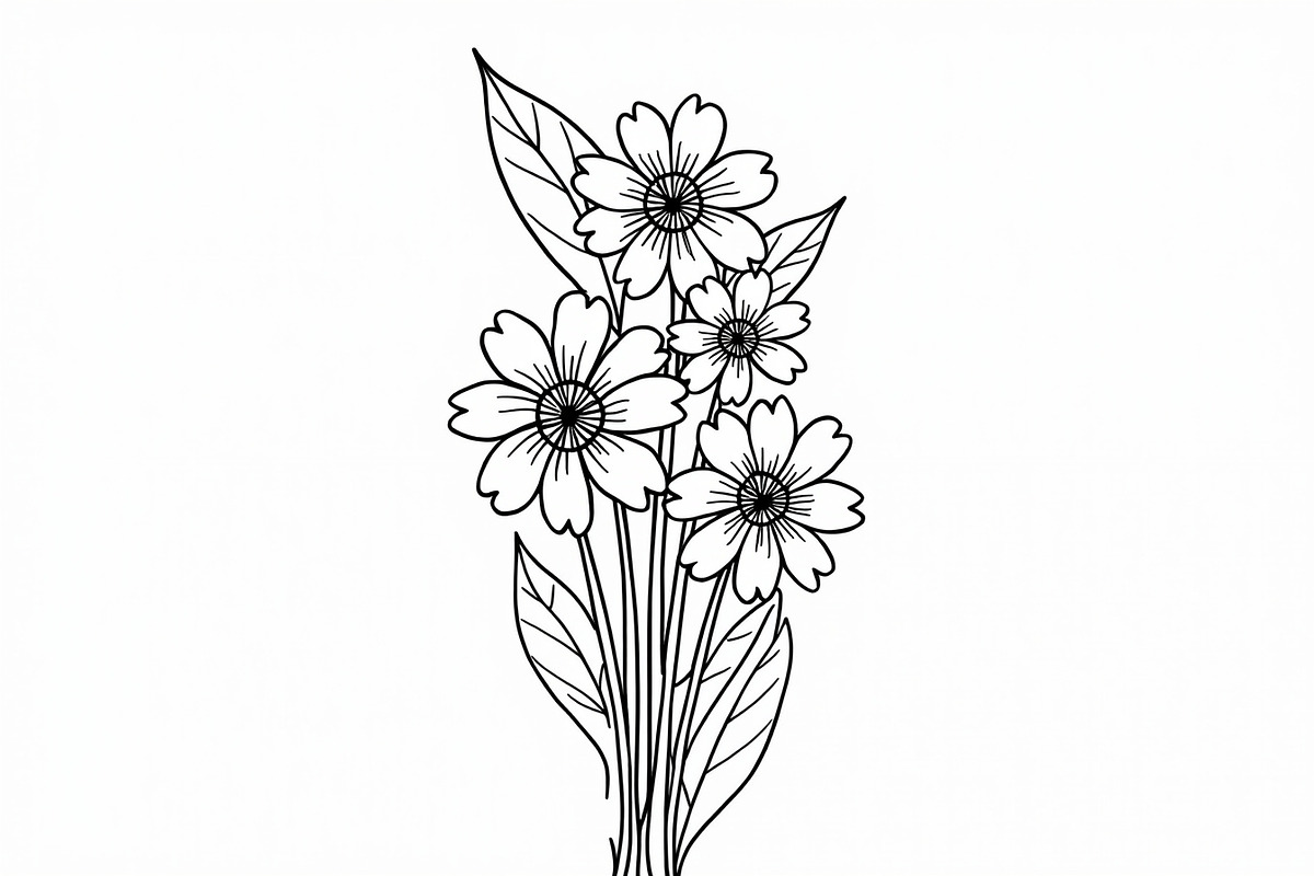 Botanical Line Art Coloring Sheets, an Illustration by balal (Photo 2 of 9)