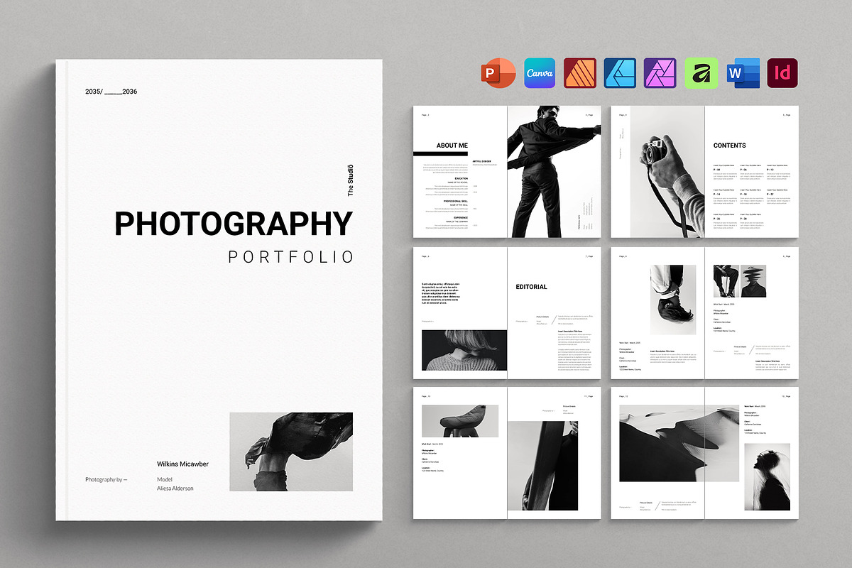 Photography Portfolio Template, a Brochure Template by DesignCrest (Photo 1 of 17)