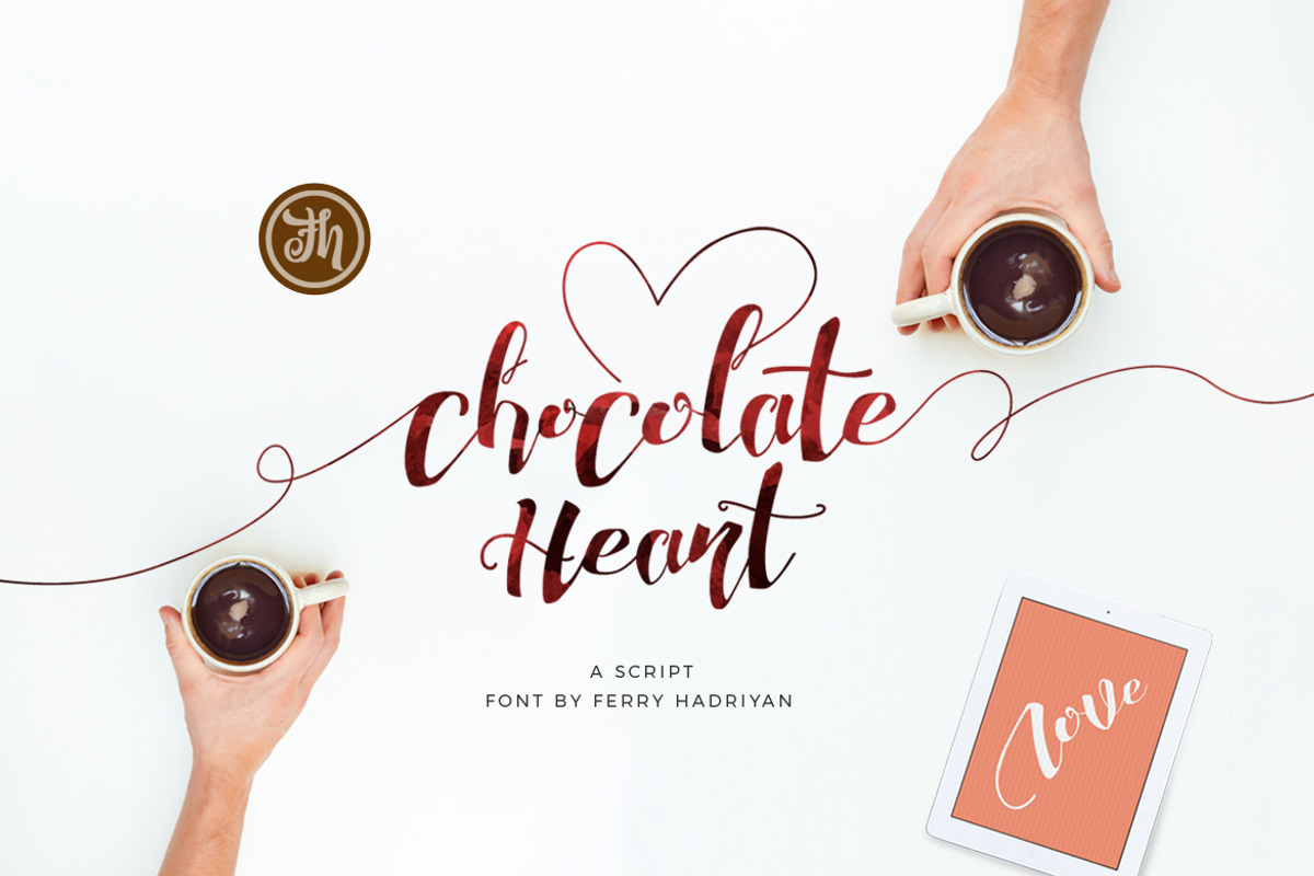 Chocolate Heart Script Font, a Script Font by FHFont (Photo 1 of 13)