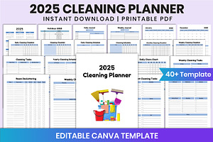 Editable 2025 Cleaning Planner Canva