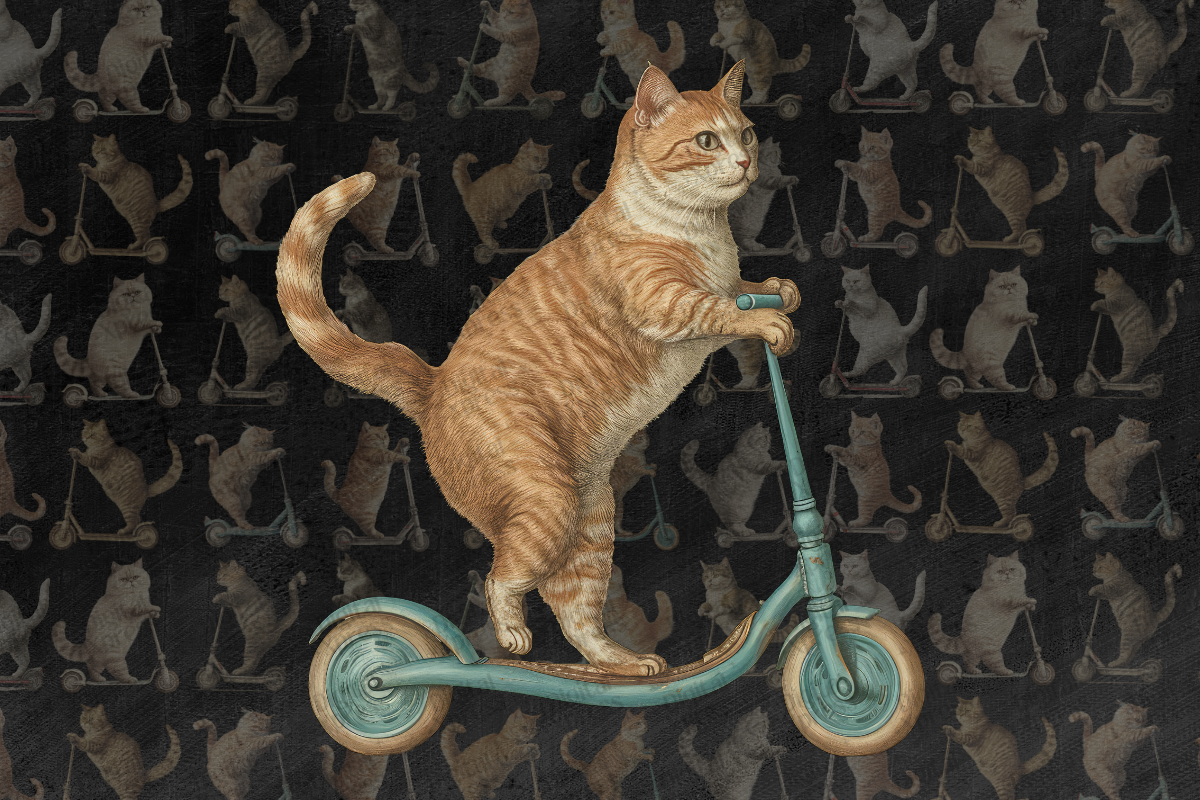 Funny Cat Riding A Scooter Clipart, an Object Illustration by Digital Xpress (Photo 2 of 5)