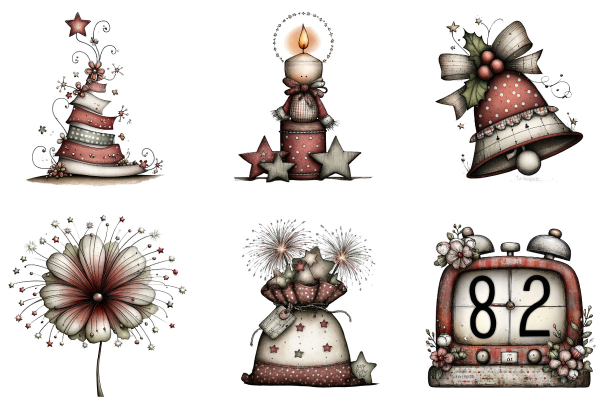 Watercolor New Year Clipart, an Illustration by Designking (Photo 3 of 4)