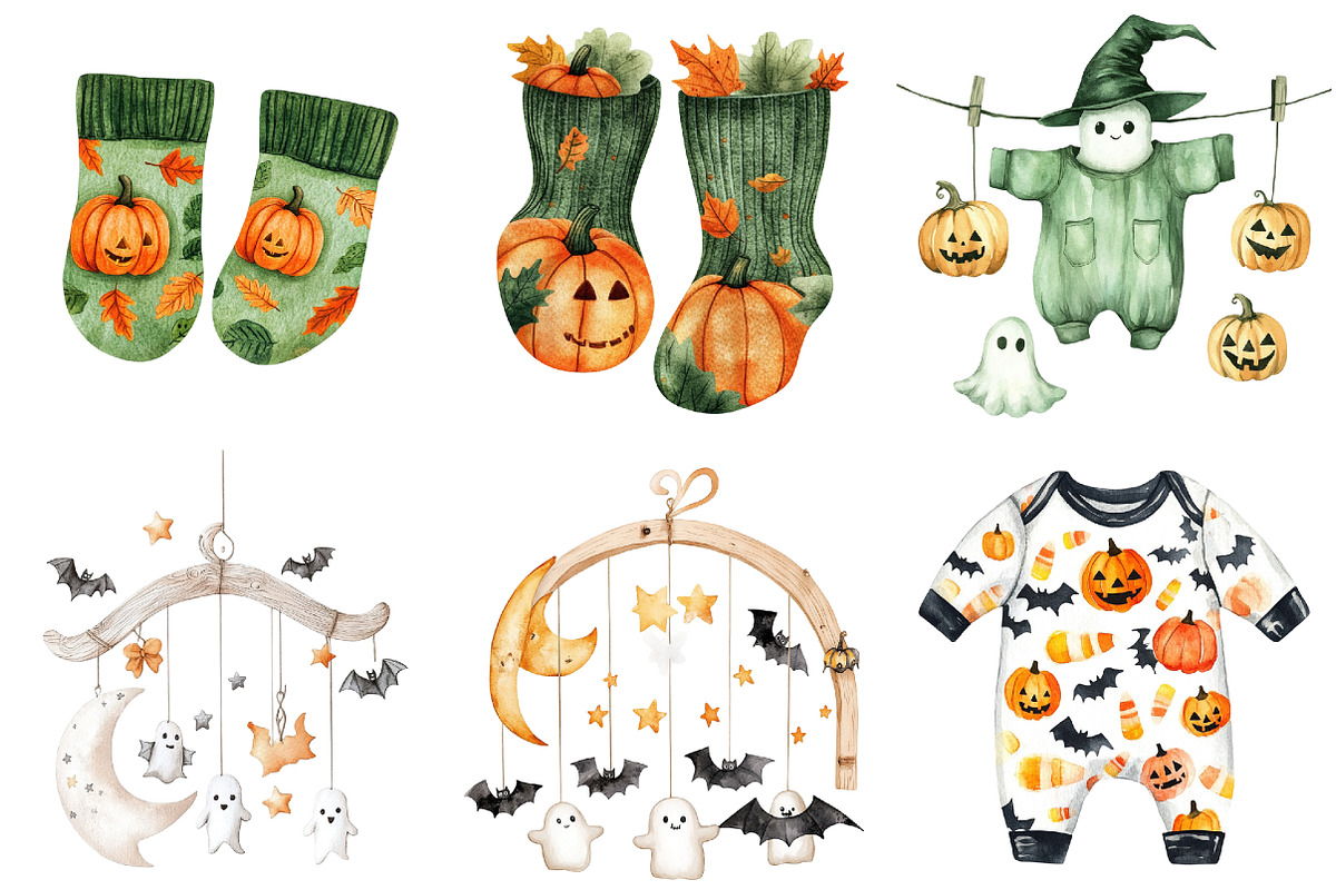 Halloween Baby Clipart Bundle, a Seasonal Illustration by CitraGraphics (Photo 3 of 8)