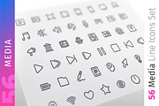 Media Line Icons Set, an Outline Icon by Voysla's Shop (Thumbnail 1 of 4)