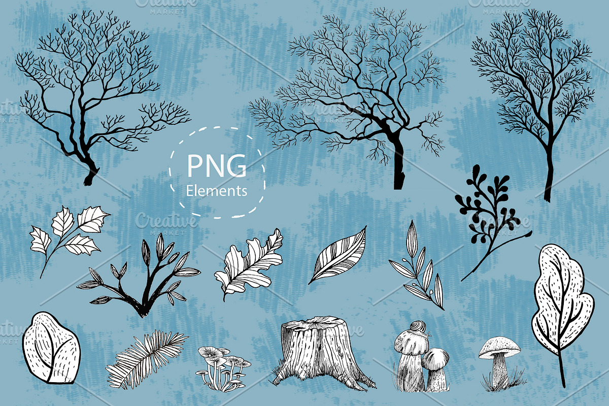 Forest animals, trees, mushrooms., an Animal Illustration by lilisavelieva (Photo 3 of 6)