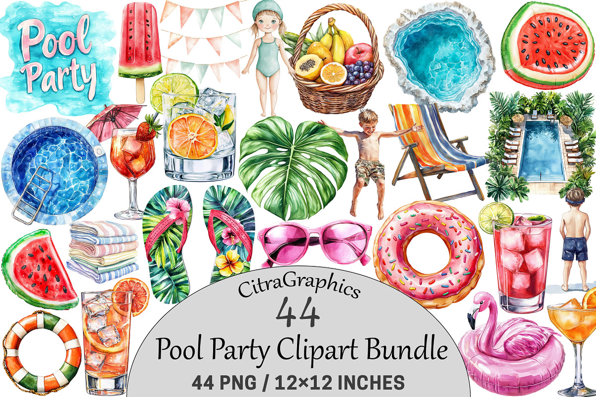 Pool Party Clipart, an Illustration by CitraGraphics (Photo 1 of 5)