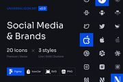Social Media and Brands Icon Set, a Solid Icon by 123done (Thumbnail 1 of 2)