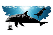 Dolphin Jumping Silhouette Vector bu, an Illustration by Designs_River (Thumbnail 37 of 48)