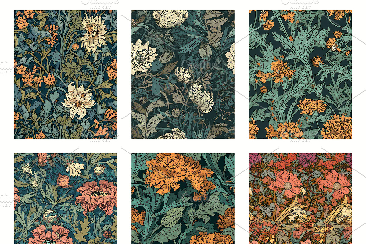 Seamless pattern with flowers, an Illustration by Pundateam (Photo 2 of 5)