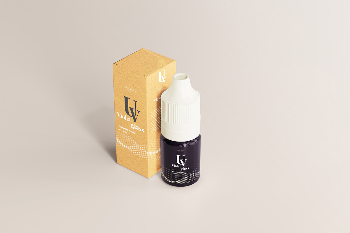 Violet Glass Dropper Bottle Mock-up, a Cups & Container Mockup by pmvch (Photo 19 of 20)